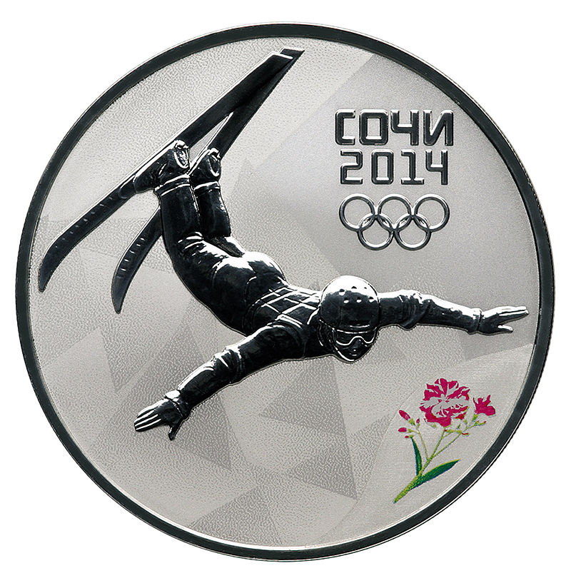 2014年冬季奥运会上的硬币http://www.sostav.ru/22/talisman_sochi_2014/，通过Wikimedia Commons [Public Domain]