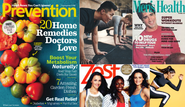image of a series of cover images from ProQuest’s Health & Fitness Magazine